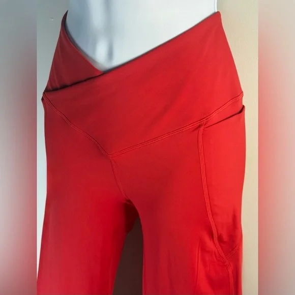 NWT Fabletics Oasis PureLuxe High-Waisted Crossover Flare Leggings Red S Tall - Picture 3 of 9